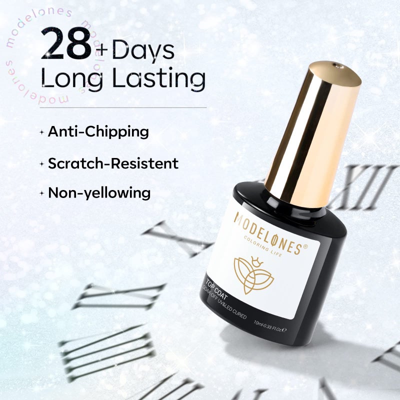 modelones Glitter Gel Top Coat, Reflective Iridescent Silver Mix Glitter Sparkle Clear Gel Polish No Wipe Glossy Confetti Sparkly Long Lasting Rainbow Shimmer Soak Off Nail Art Christmas Winter Gift - Image 5