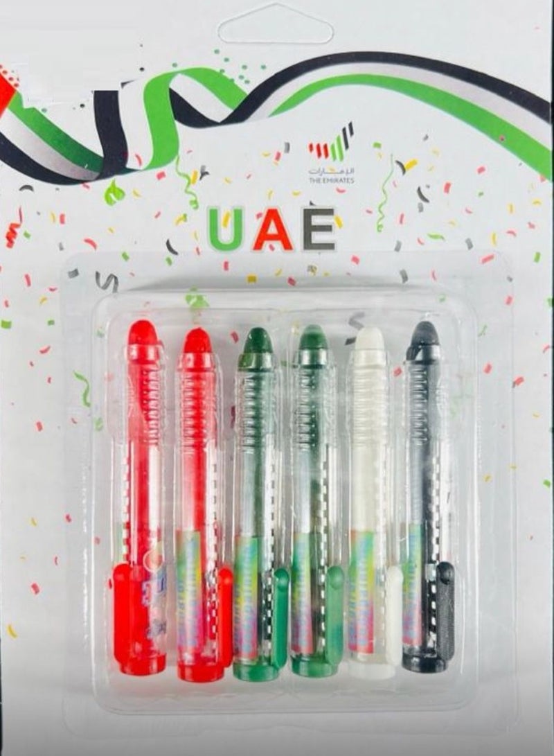Boxwoods UAE Flag Color Face Paints Red Green White and Black Sticks For National Day and Flag Day Celebrations - Image 2