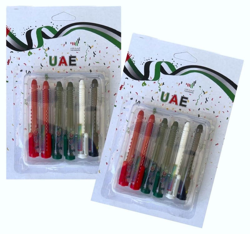 بوكسوودس ألوان علم الإمارات العربية المتحدة على الوجه، أحمر وأخضر وأبيض وأسود، للمناسبات الخاصة باليوم الوطني ويوم العلم - Image 1