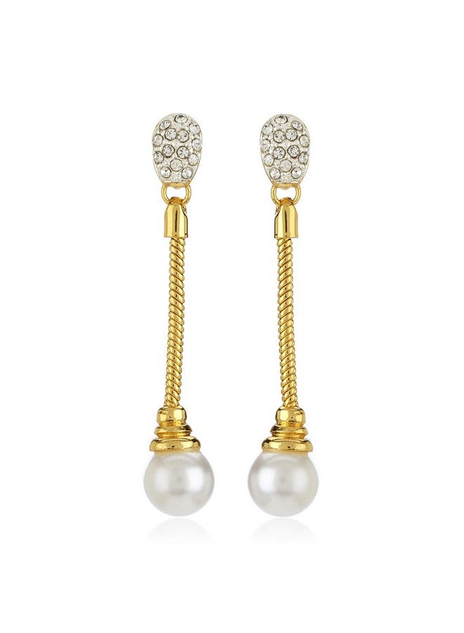 Estele 24 Kt American Diamond CZ Gold Plated Designer Jewellery Set/Necklace Set with Chain & Earring for Girls/Women - Image 3