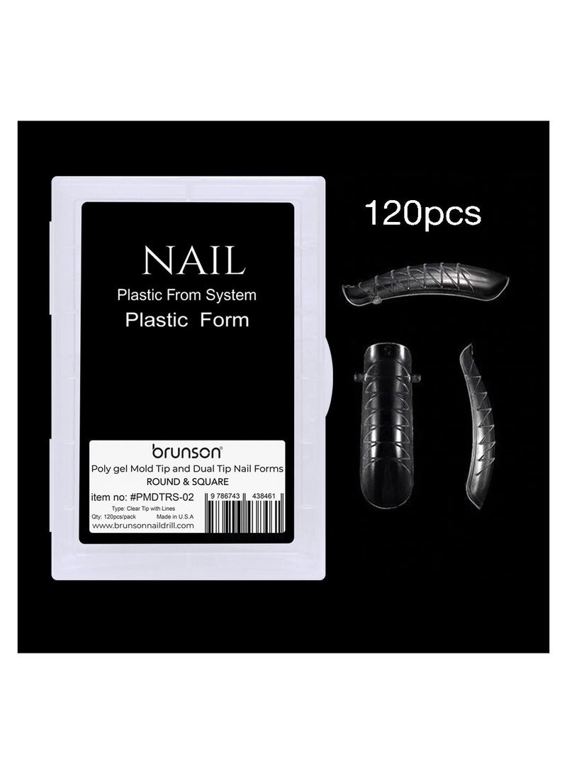 brunson أشكال أظافر مزدوجة لجيل البولي إكستينشن، نصائح مزيفة مسبقة الشكل مع مقياس 120 قطعة، أداة مانيكير لتمديد الأظافر، قوالب نصائح الأظافر، أظافر أكريليك، أظافر مزيفة، أداة مانيكير - Image 2