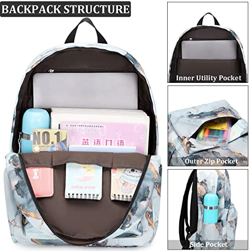 JIANYA Backpack for Girls, Marble Girls Backpack with Lunch Box Kids School Bag Travel Back Packs - Image 3