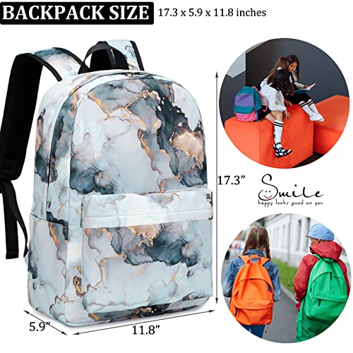 JIANYA Backpack for Girls, Marble Girls Backpack with Lunch Box Kids School Bag Travel Back Packs - Image 5