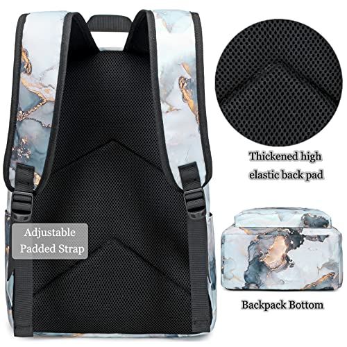 JIANYA Backpack for Girls, Marble Girls Backpack with Lunch Box Kids School Bag Travel Back Packs - Image 4