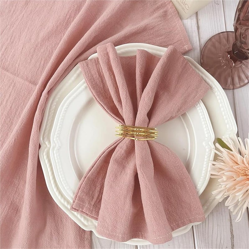 Dusty Pink Cotton Cloth Napkins 12Pcs 30x45cm Kitchen Serviette Table Decor - Image 2