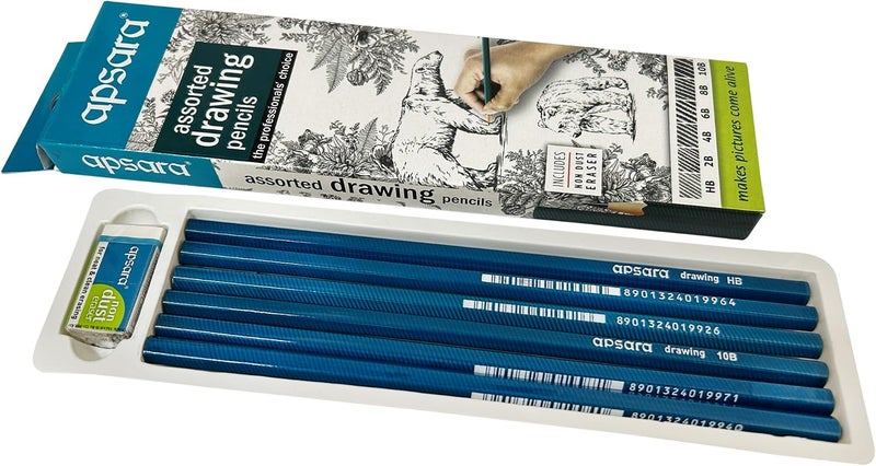 Apsara Assorted Drawing Pencils, HB, B, 2B, 2B, 4B, 6B - Pack of 6 - Image 5