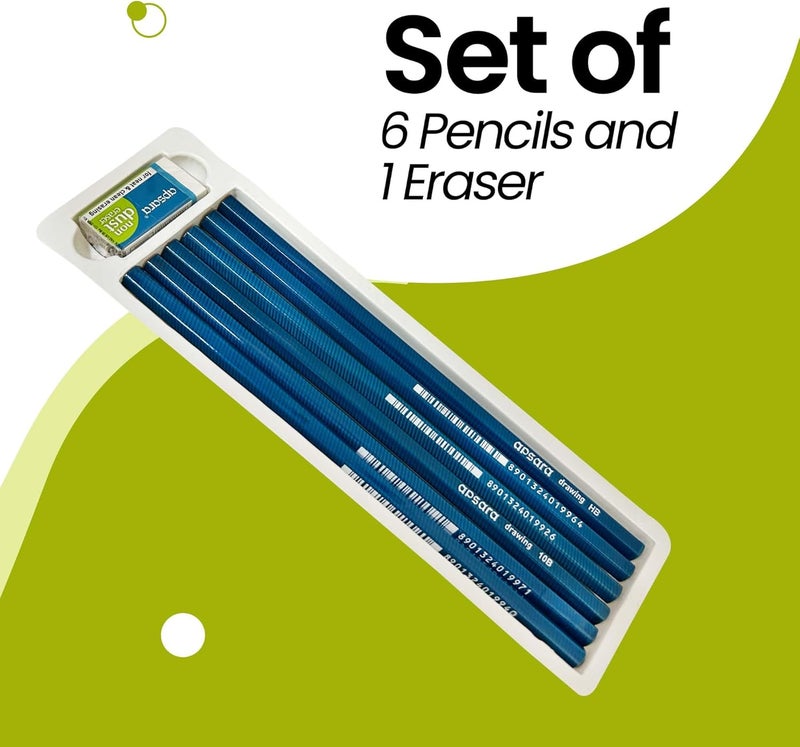 Apsara Assorted Drawing Pencils, HB, B, 2B, 2B, 4B, 6B - Pack of 6 - Image 2