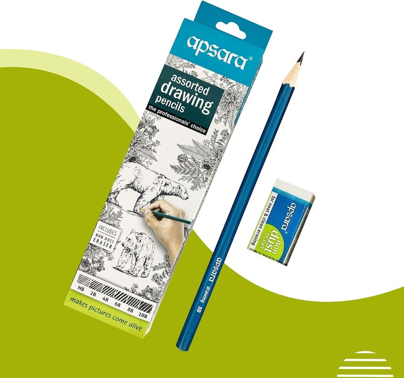 Apsara Assorted Drawing Pencils, HB, B, 2B, 2B, 4B, 6B - Pack of 6 - Image 3