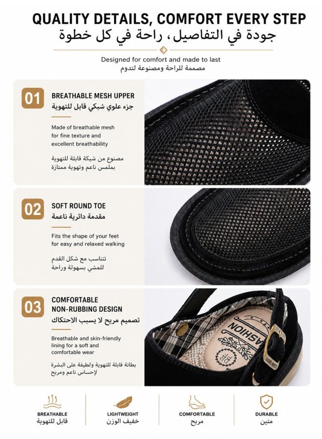 Men's Breathable Mesh Casual Sandals with Soft Sole & Adjustable Buckle for Walking, Travel & Everyday Wear - Image 2