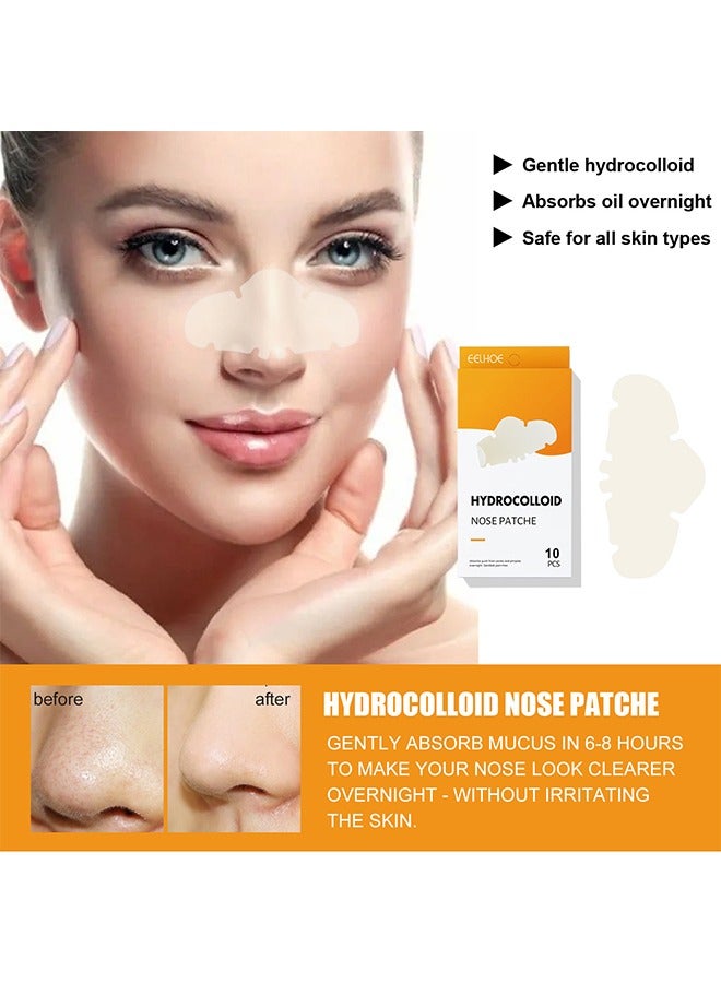 EELHOE "Hydrocolloid Nose Patche, Clean and Shrink Pores, Remove Blackhead and Acne Nose Patch, Remove Blackhead Nose Patch Skin Care Derived Blackhead Acne Nose Patch Tear Nose Mask Gentle Deep Clean 10pcs " - Image 1