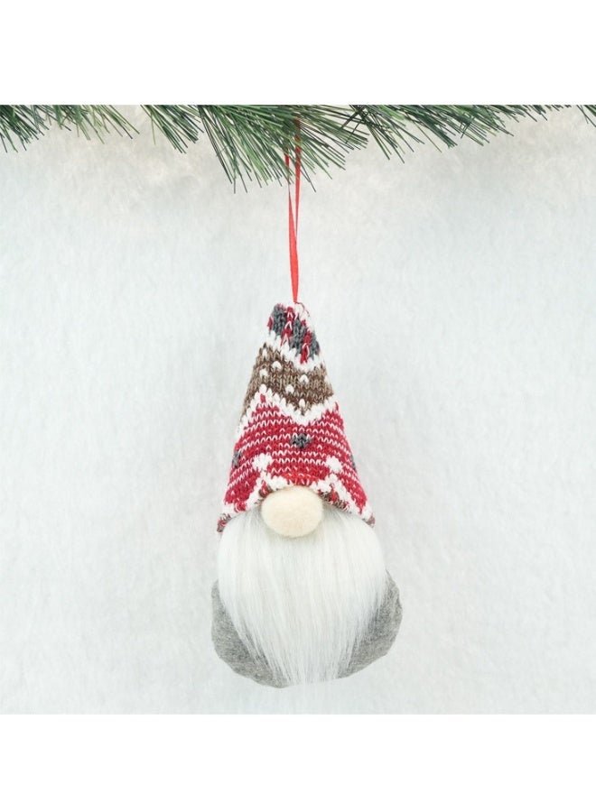 Beauenty Short-legged snowman doll ornaments gift hanging red brown fluffy white stripes