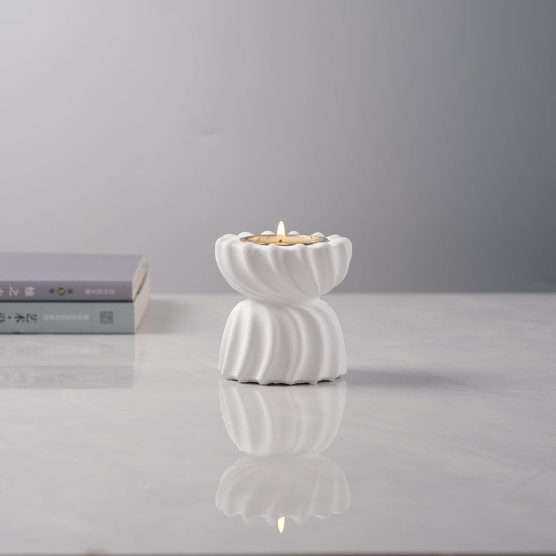 حامل الشموع المعطرة ICNBUYS تويزل توستل باللون الأزرق الفاتح لحامل الشموع الزخرفي لعرض الطاولة هدية منزلية فريدة رومانسية ديكور منزلي جمالي هدية تدفئة منزلية تمثال حلزوني حامل الشموع لعيد الديوالي من الأسمنت