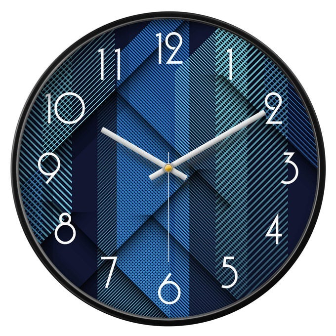 MODERN WALL CLOCKS BATTERY OPERATED BLUE WALL ANALOG SILENT CLOCK LARGE DISPLAY MINIMALIST ROUND QUIET NONTICKING COOL UNIQUE WALL CLOCKS FOR LIVING ROOM BEDROOM KITCHEN OFFICE BATHROOM DECOR 14INCH