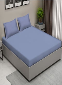 Raymond Raymond Home King Flat Sheet Bedsheet 180 Thread Count Luxurious Mercerized 100% Long Staple Cotton Bedding Solid Pre Shrunk Percale Finish Bed Linen with 2 Pillow Case - Slate (274 * 274 CM)  - Image 1