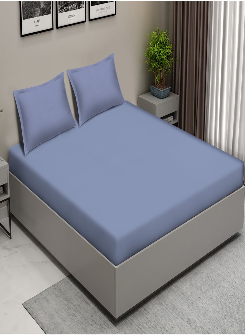 Raymond Raymond Home King Flat Sheet Bedsheet 180 Thread Count Luxurious Mercerized 100% Long Staple Cotton Bedding Solid Pre Shrunk Percale Finish Bed Linen with 2 Pillow Case - Slate (274 * 274 CM)  - Image 1