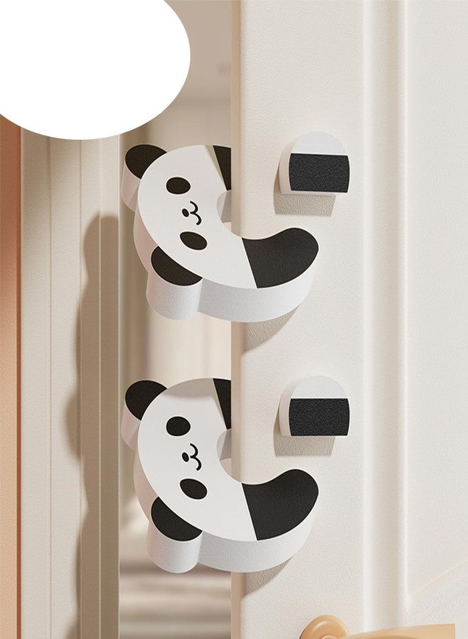 Leeonz Baby Cartoon Door Stopper, Children's Anti-Pinch Safety Creative Door Stop, Windproof Door Stopper to Prevent Closing, Baby Safety Door Card (2Piece,Black-Panda) - Image 1