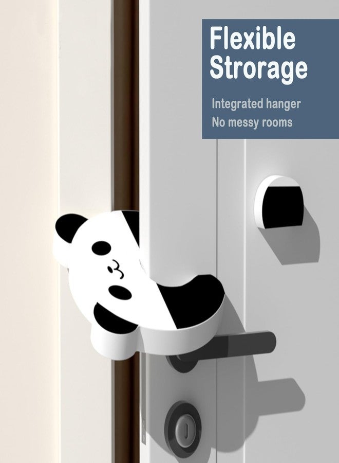 Leeonz Baby Cartoon Door Stopper, Children's Anti-Pinch Safety Creative Door Stop, Windproof Door Stopper to Prevent Closing, Baby Safety Door Card (2Piece,Black-Panda) - Image 2