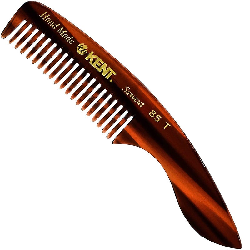 Kent 85T Small Wide Tooth Beard and Mustache Pocket Comb Coarse Toothed Travel Size for Facial Hair Grooming and Beard Care Sawcut of Quality Cellulose Acetate Hand Polished HandMade in England