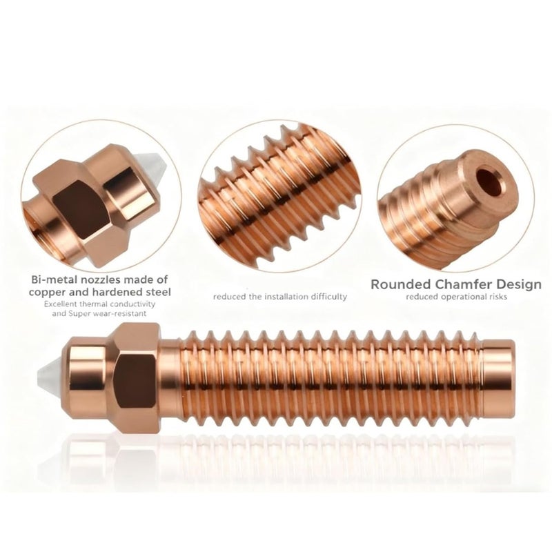 YDuupxe 2Pcs 3D Printer Nozzle 0.4mm Hotend Red Copper Hardened Steel Extruder Nozzle Replacement Hot End Print Head - Image 4