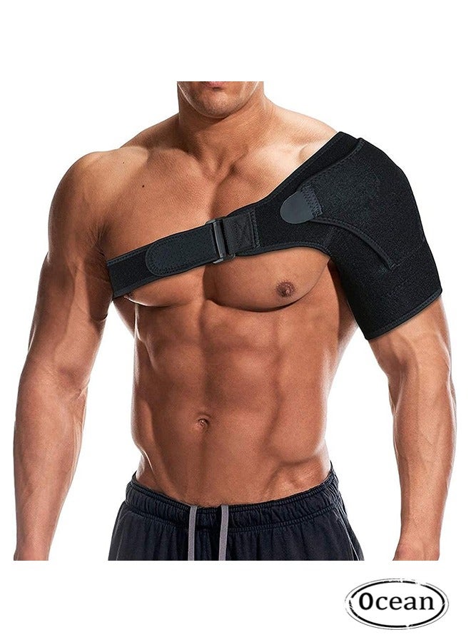 جي أس دعامة دعم الكتف مع وسادة الضغط للرجال والنساء، دعامة الكتف القابلة للضبط للكفة الدوارة الممزقة، التهاب الأوتار، الخلع، وصلة التيار المتردد، التهاب الحمل، ملاءمة الكتف الأيمن أو الأيسر - Image 1