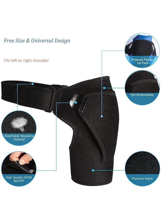 جي أس دعامة دعم الكتف مع وسادة الضغط للرجال والنساء، دعامة الكتف القابلة للضبط للكفة الدوارة الممزقة، التهاب الأوتار، الخلع، وصلة التيار المتردد، التهاب الحمل، ملاءمة الكتف الأيمن أو الأيسر - Image 2