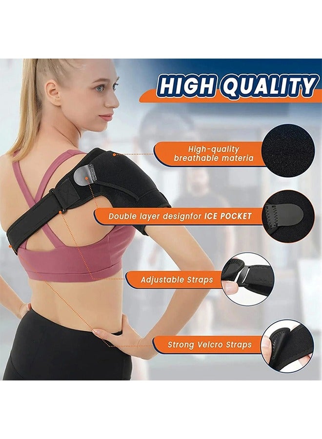 جي أس دعامة دعم الكتف مع وسادة الضغط للرجال والنساء، دعامة الكتف القابلة للضبط للكفة الدوارة الممزقة، التهاب الأوتار، الخلع، وصلة التيار المتردد، التهاب الحمل، ملاءمة الكتف الأيمن أو الأيسر - Image 3