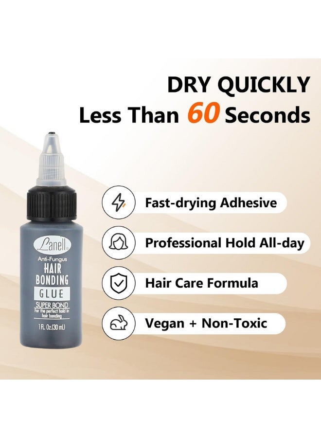 لانيل غراء لانيل لربط الشعر، مضاد للفطريات، فائق الثبات، لربط مثالي، غراء شعر سريع النسج، 1 أونصة - غراء احترافي لربط وصلات الشعر | ثبات قوي، تركيبة مقاومة للماء وغير ضارة | سهل الاستخدام مع فوهة دقيقة - Image 3