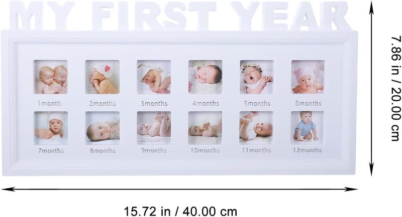 Growth Record Photo Frame for Newborns and Infants, Keepsake Frame with Monthly Milestone Markers, Small Size for First Year Memories and Nursery Display - Image 2