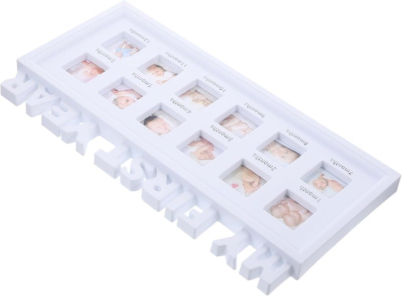Growth Record Photo Frame for Newborns and Infants, Keepsake Frame with Monthly Milestone Markers, Small Size for First Year Memories and Nursery Display - Image 1