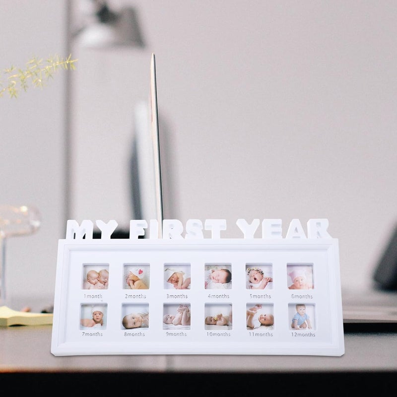 Growth Record Photo Frame for Newborns and Infants, Keepsake Frame with Monthly Milestone Markers, Small Size for First Year Memories and Nursery Display - Image 5