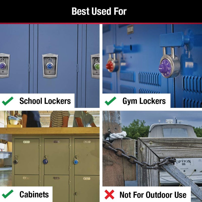 Master Lock Master Lock Purple Combination Locker Lock, 3-Digit Combo Padlock for Gym and School Lockers, Metal Indoor Dial Lock, 1514D  - Image 2