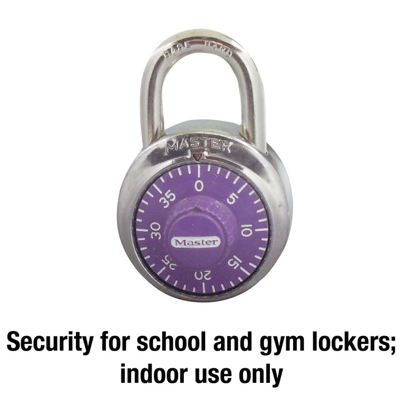 Master Lock Master Lock Purple Combination Locker Lock, 3-Digit Combo Padlock for Gym and School Lockers, Metal Indoor Dial Lock, 1514D  - Image 4