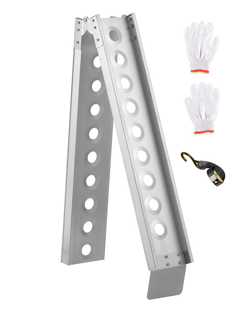 Gorkett Bike Ramp 1PC Truck Ramp 440LBS 77x7 ATV Loading Ramp for Pickup Trucks Lawn Mower Motorcycle Shed Trailer Car Ramps for Tailgat Cart Dirt Bike Motorcycle Accessorie Alumnium Portable Ramps with Strap - Image 1