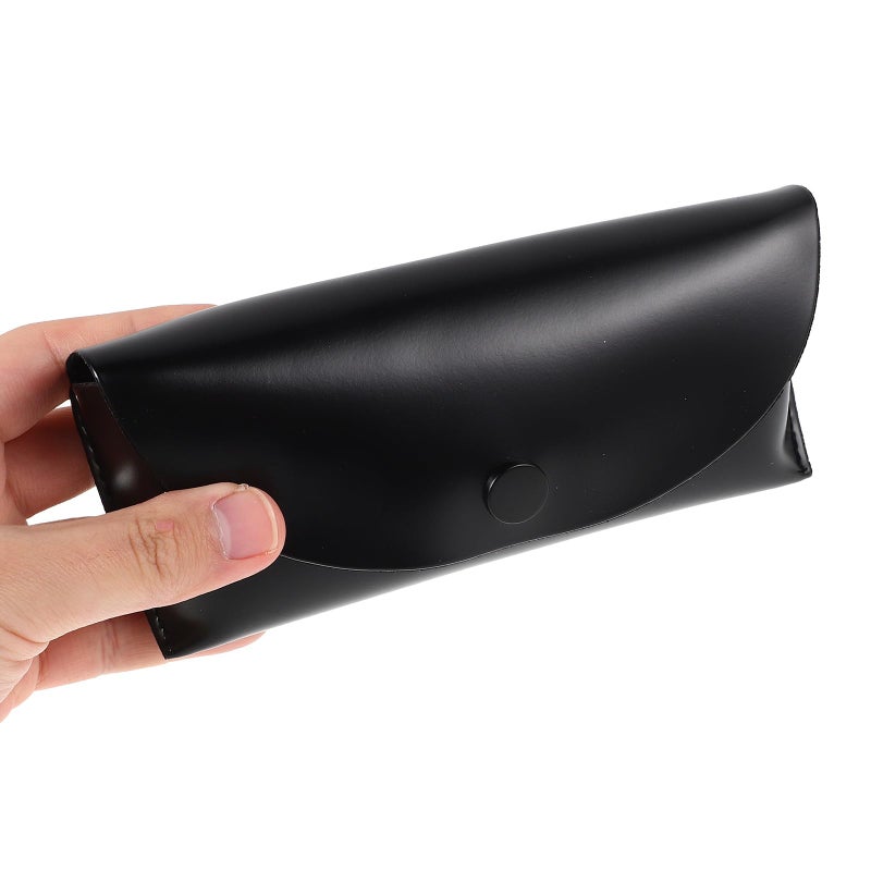 Black PU Leather Soft Eyeglass Case Portable Travel Pouch For Women Daily Use - Image 5