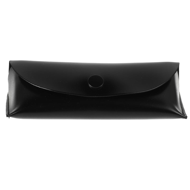 Black PU Leather Soft Eyeglass Case Portable Travel Pouch For Women Daily Use - Image 2