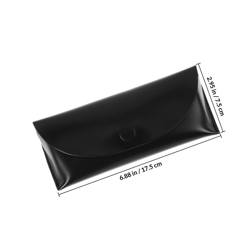 Black PU Leather Soft Eyeglass Case Portable Travel Pouch For Women Daily Use - Image 3
