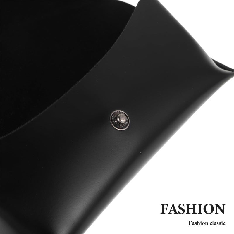 Black PU Leather Soft Eyeglass Case Portable Travel Pouch For Women Daily Use - Image 4
