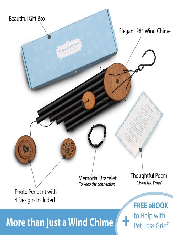PAWCEPTIVE Dog Memorial Wind Chime 28" with 5 Pendant Designs and Comforting Pet Loss eBook- Pet Memorial Gifts-Loss of Dog Sympathy Gift-Dogs Wind Chimes, Remembrance Gift - Image 2