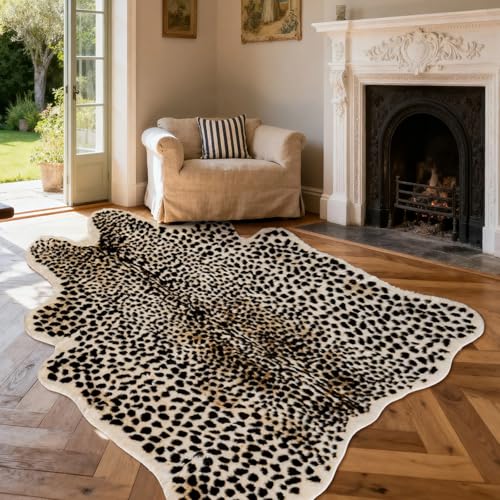 Seek4comfortable Leopard Print Rug, Cheetah Rugs 5.2x6.8ft Large Faux Cowhide Hide Skin Rug Animal Cheetah Printed Area Rug Carpet for Bedroom Livingroom Home Office - Image 1