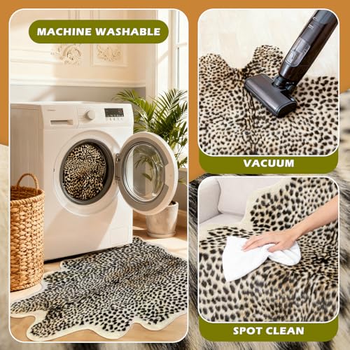 Seek4comfortable Leopard Print Rug, Cheetah Rugs 5.2x6.8ft Large Faux Cowhide Hide Skin Rug Animal Cheetah Printed Area Rug Carpet for Bedroom Livingroom Home Office - Image 5