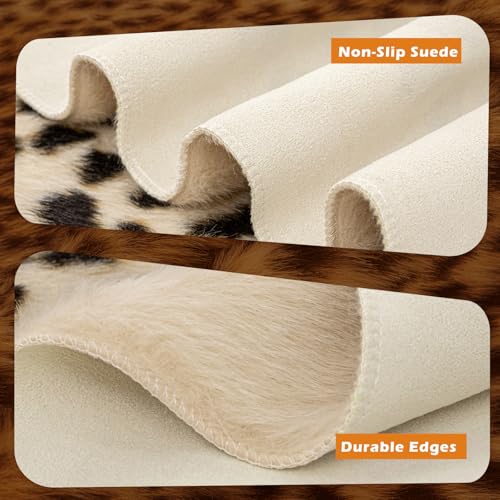 Seek4comfortable Leopard Print Rug, Cheetah Rugs 5.2x6.8ft Large Faux Cowhide Hide Skin Rug Animal Cheetah Printed Area Rug Carpet for Bedroom Livingroom Home Office - Image 4