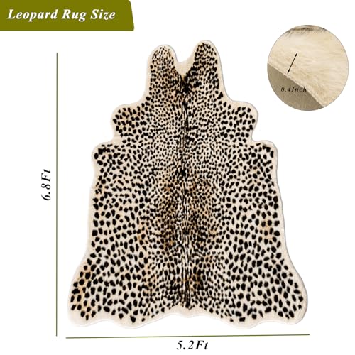 Seek4comfortable Leopard Print Rug, Cheetah Rugs 5.2x6.8ft Large Faux Cowhide Hide Skin Rug Animal Cheetah Printed Area Rug Carpet for Bedroom Livingroom Home Office - Image 2