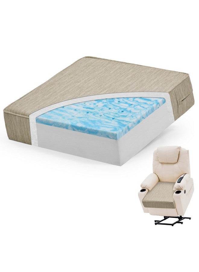 baibu Dual-Layer Gel Memory Foam Recliner Cushions for Elderly, 20x20x5 Inch Thick Chair Cushion Suitable for Couches, Armchair, Wheelchair for Easy to Stand Up & Reduce Hip & Lumbar Pain, Beige - Image 1