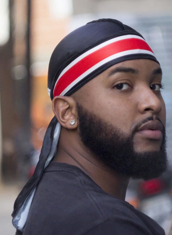 ForceWave 4PCS Silky Durags for Men 360 Waves, Designer Do Rag, 1 Wave Cap (Wing Blue Black Red) - Image 4