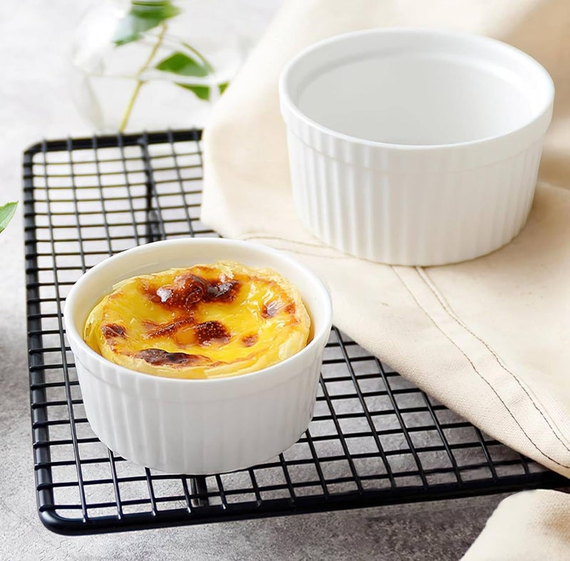 Generic Porcelain Ramekin Bowls Set of 3 with Bamboo Serving Board, Microwave and Oven Safe, White .za - Image 3