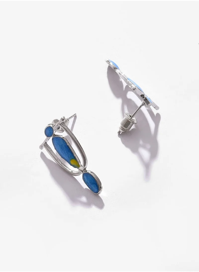 SOHI Silver Plated Designer Stone Stud Earrings