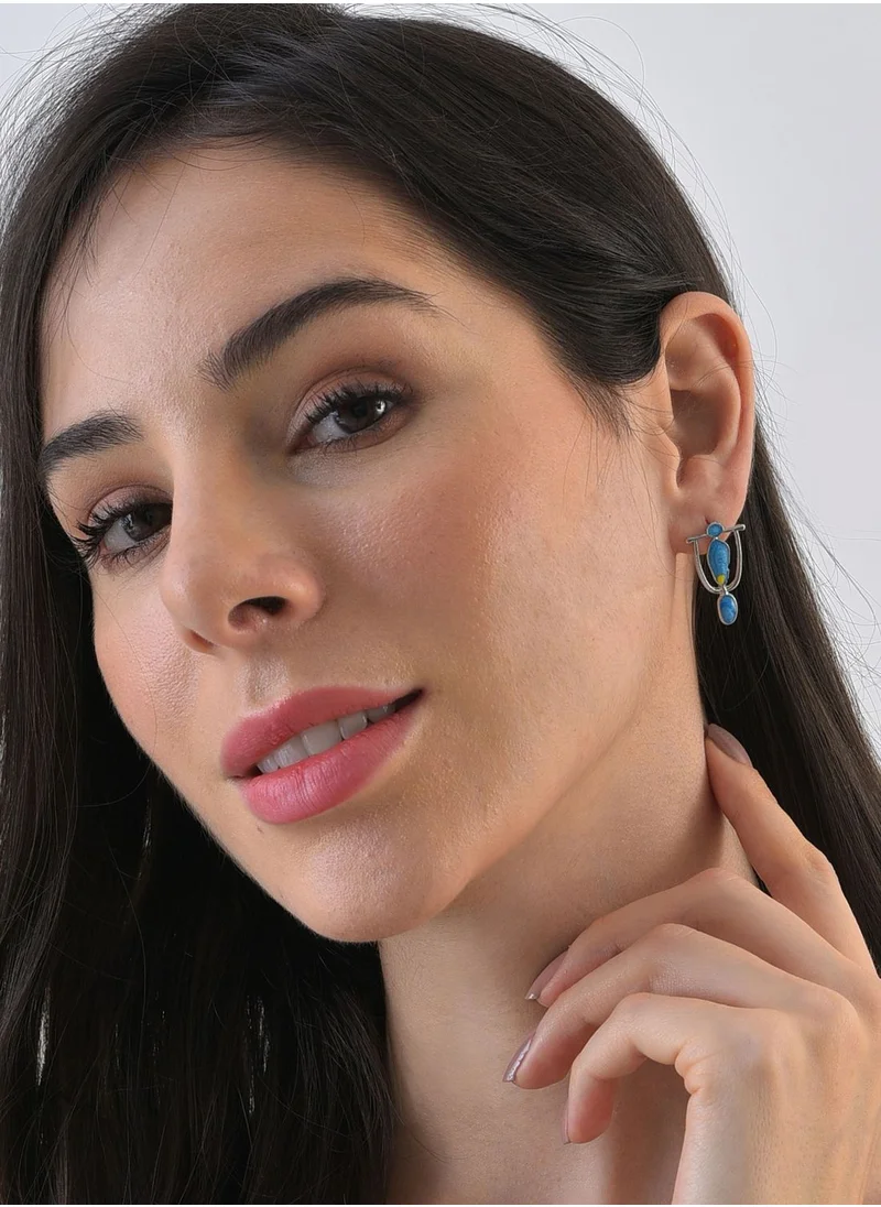 SOHI Silver Plated Designer Stone Stud Earrings