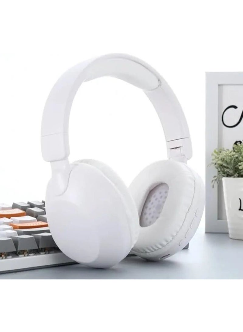 Denx DENX DX649 Wireless and Wired Dual Working Modes Headphones, Foldable, HD Stereo, Over Ear Comfort, Gaming Headset Headphones, with External Microphone and Support SD Card (White)  - Image 2