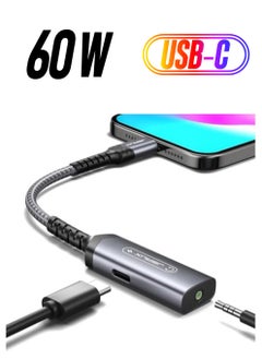 JSAUX USB C to 3.5mm Headphone and Charger Adapter, 2-in-1 AUX Mic Jack with PD 60W Fast Charging, USB C to Aux Adapter for Earphones iPhone 15/Pro/Plus/Pro Max, iPad, Samsung S24/S24+/S23/S22-  - Image 1