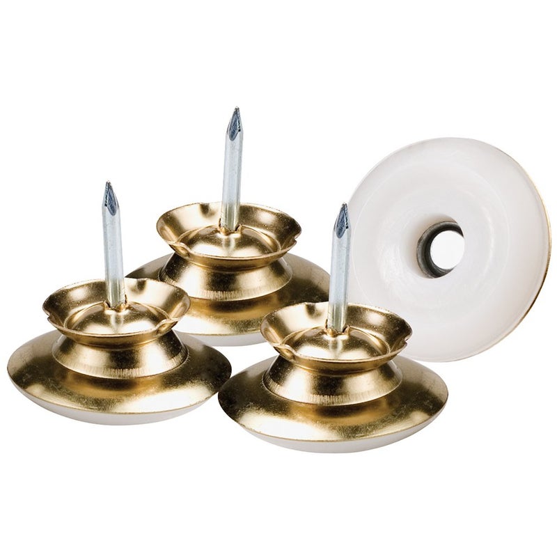 SoftTouch Nail-On Swivel Glides â€“ 1" Brass Furniture Leg Floor Protectors for Hardwood, Tile, Laminate & Carpet â€“ Scratch-Resistant, Noise-Reducing, 4 Pack - Image 1